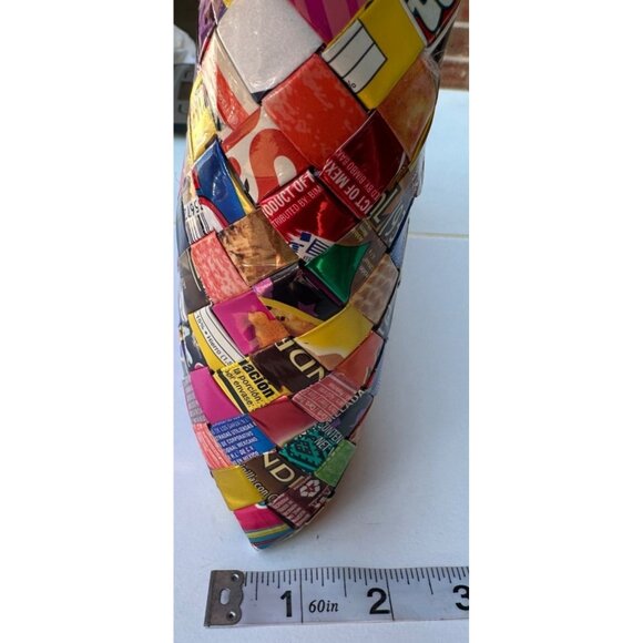 Novelty Pattern Candy Wrappers Multicolored Shoulder Purse 6.5" Tall - Picture 8 of 14